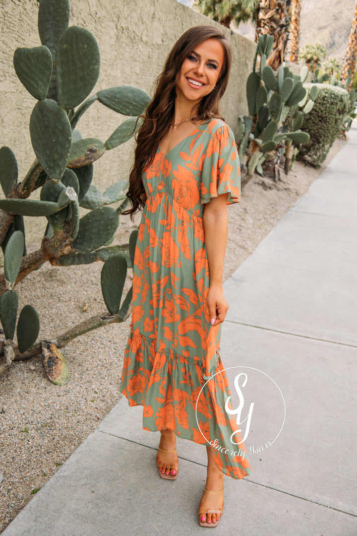 On Tropical Time Dress - Sage