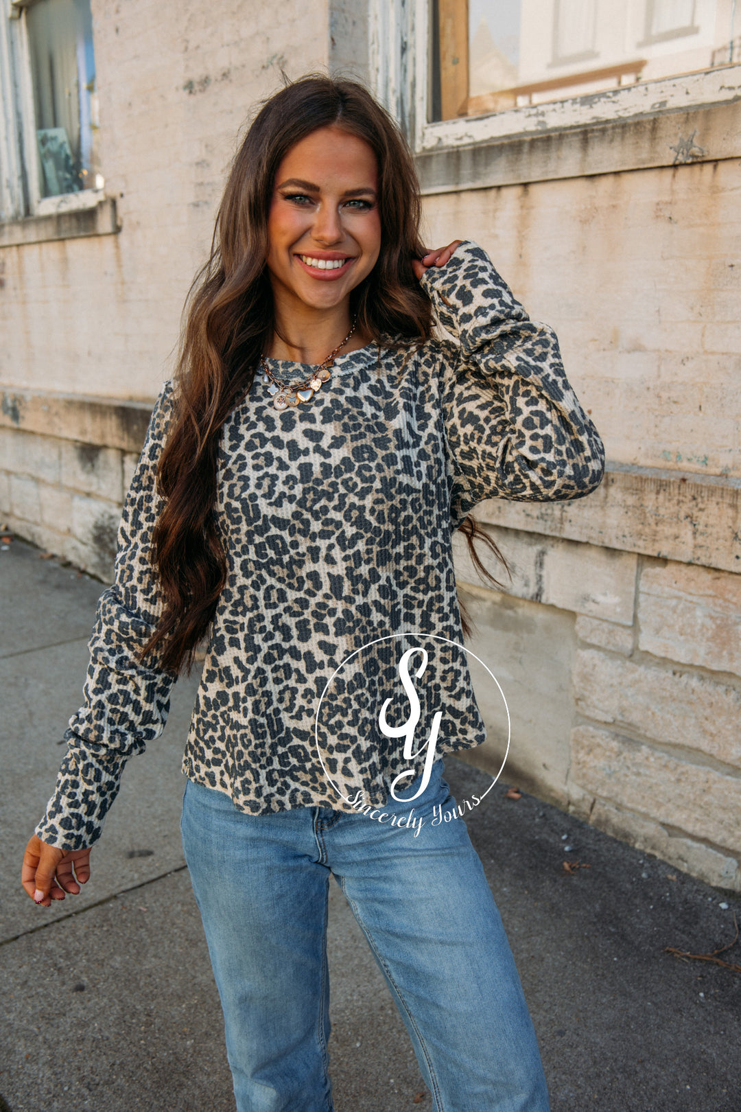 Waffle Love Top- Leopard
