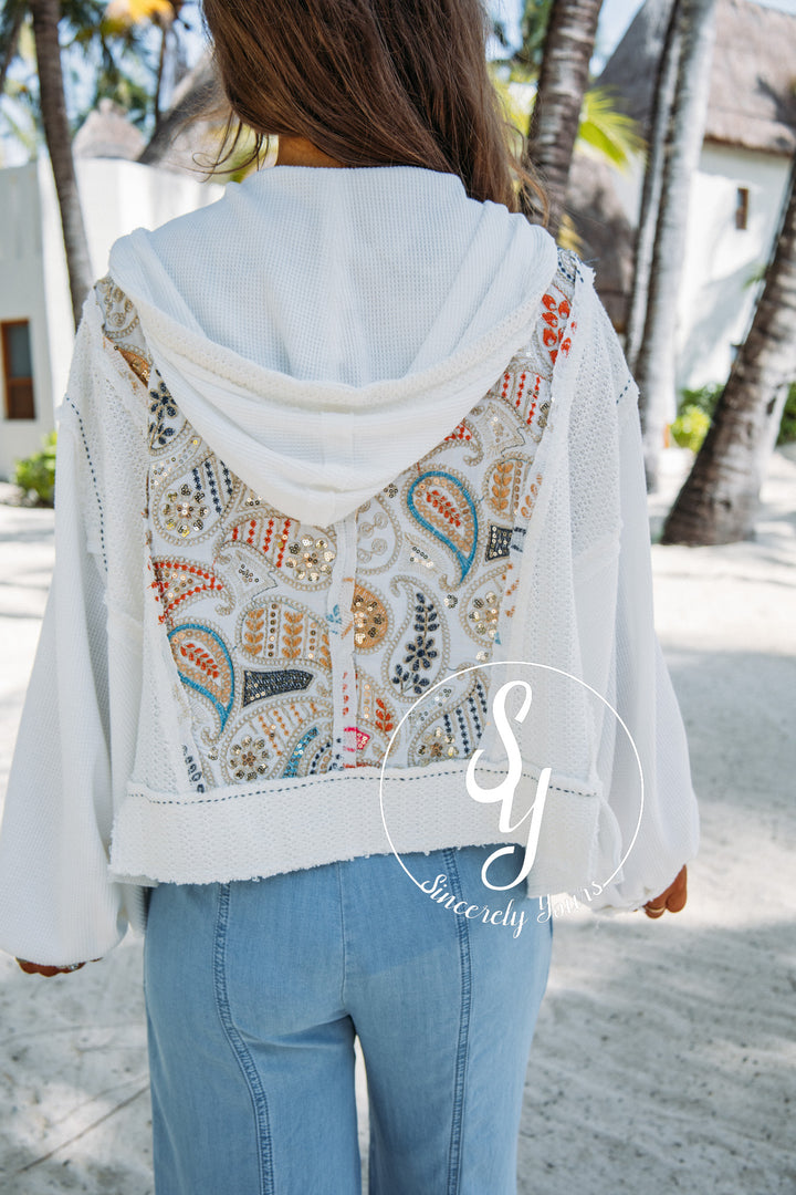 Paisley Sequin Top - Ivory
