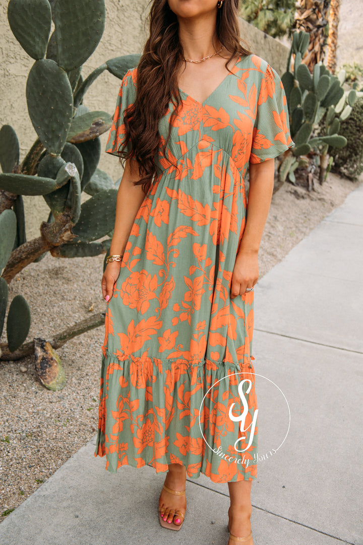 On Tropical Time Dress - Sage