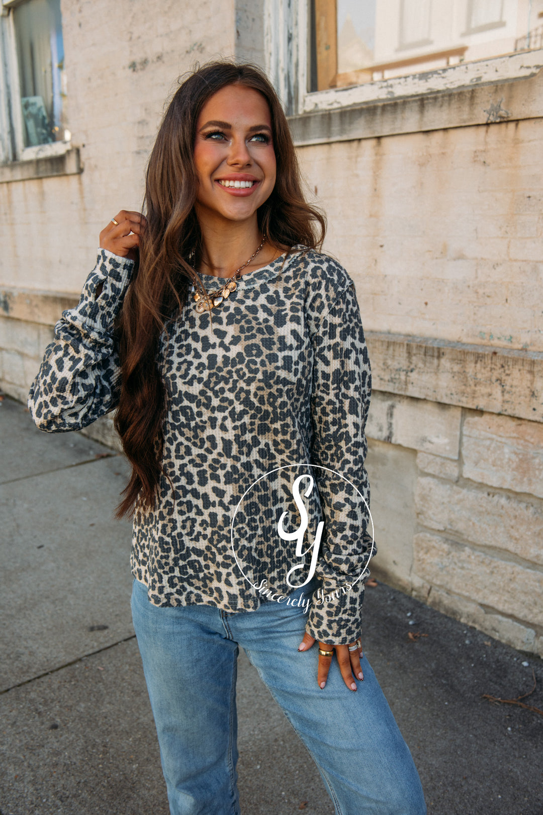 Waffle Love Top- Leopard