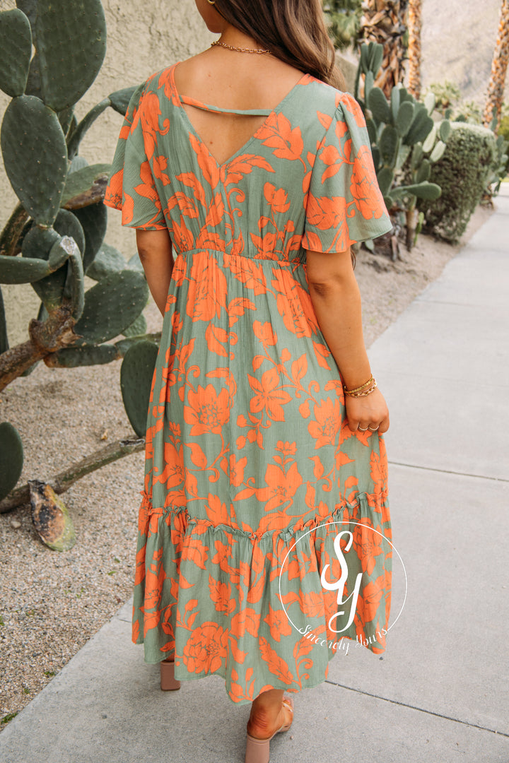 On Tropical Time Dress - Sage