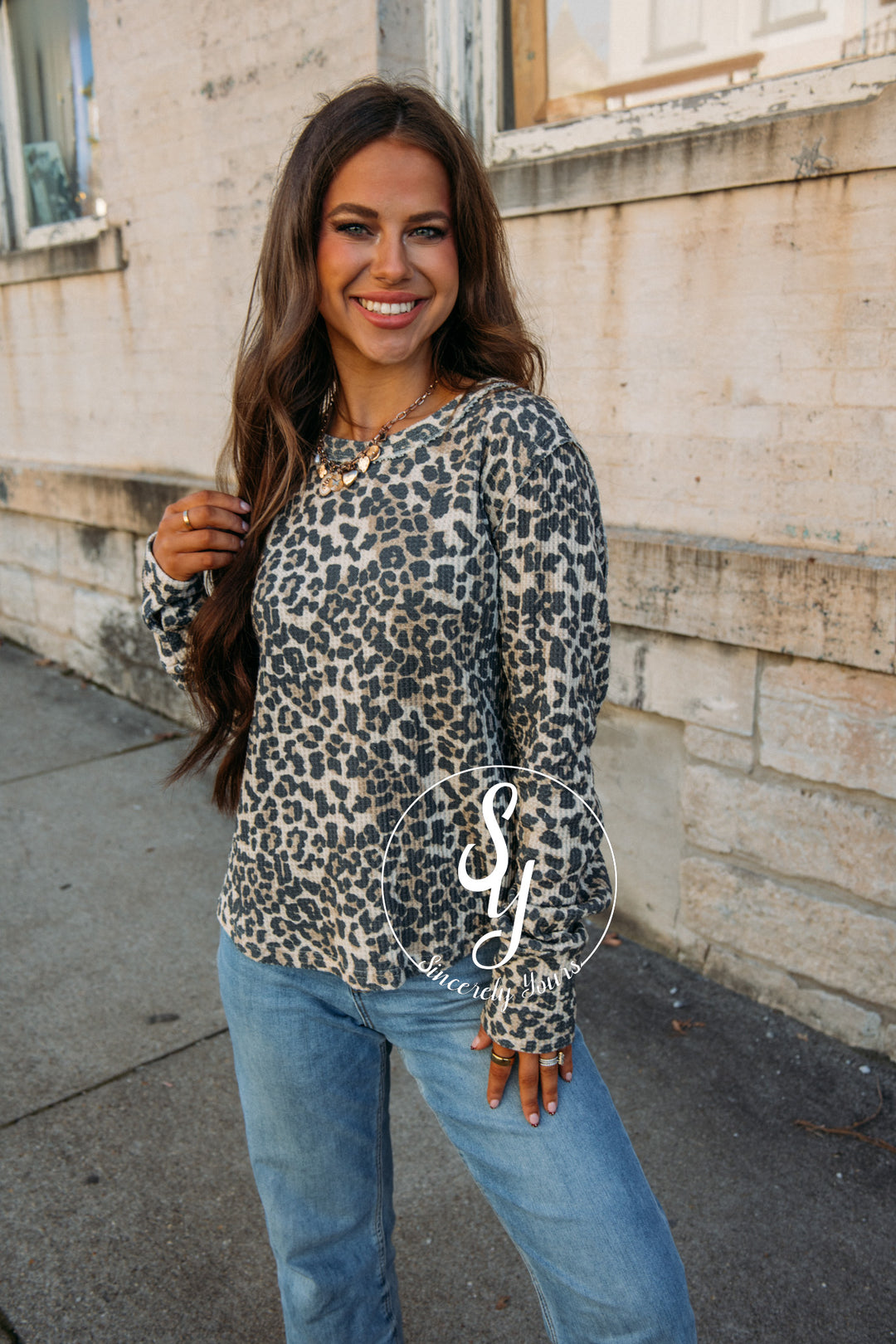 Waffle Love Top- Leopard