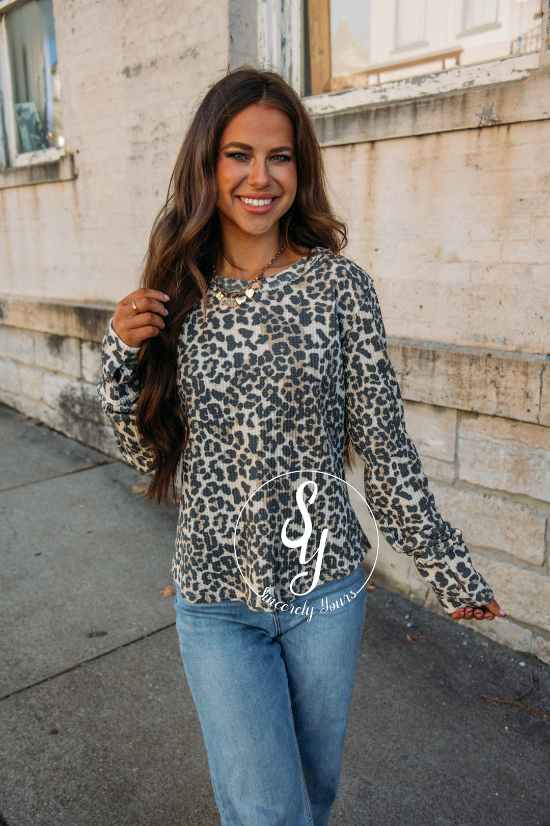 Waffle Love Top- Leopard