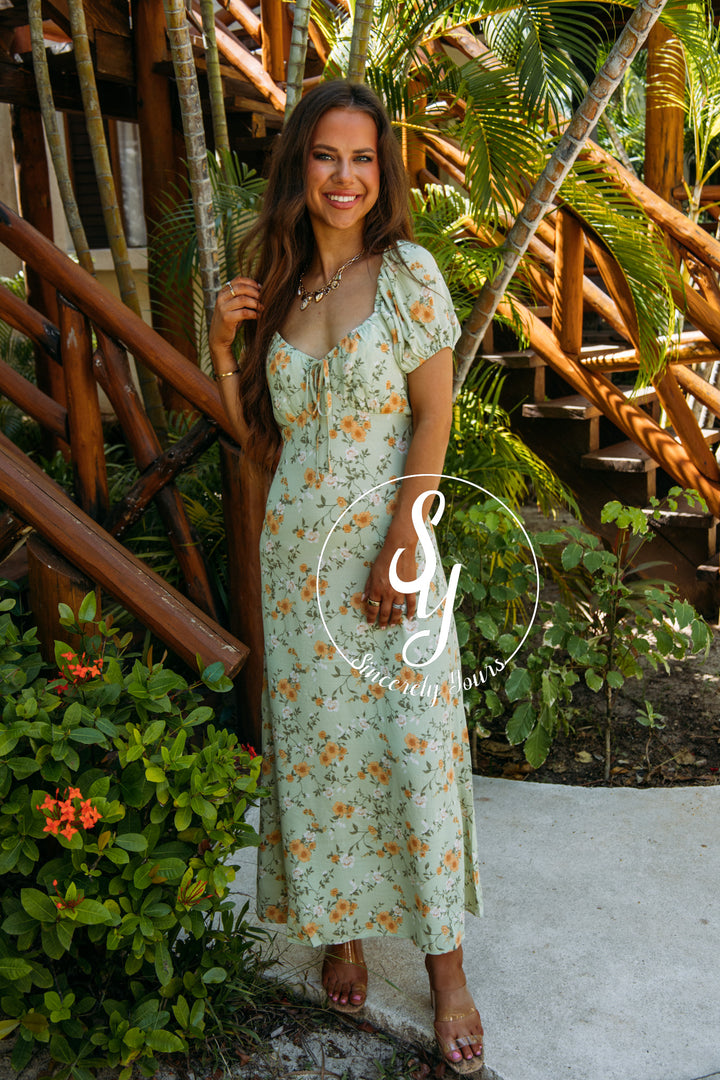 Timeless Spring Dress - Light Sage Multi