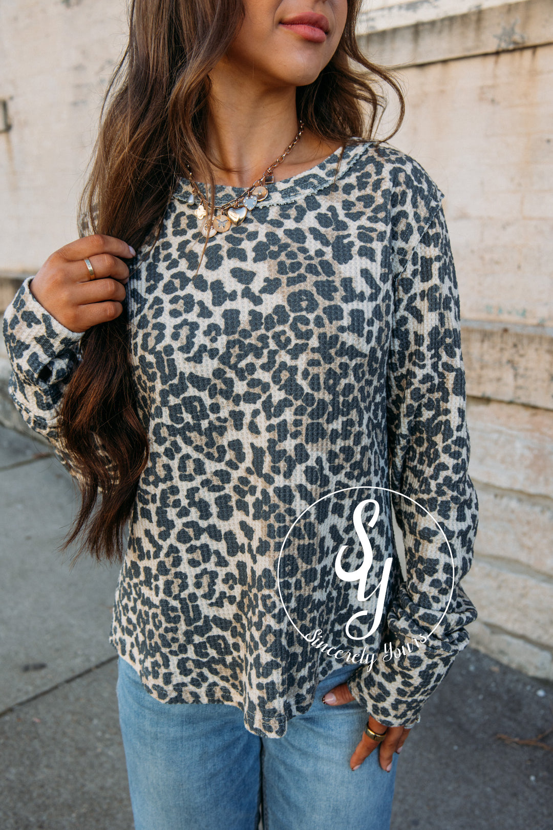 Waffle Love Top- Leopard