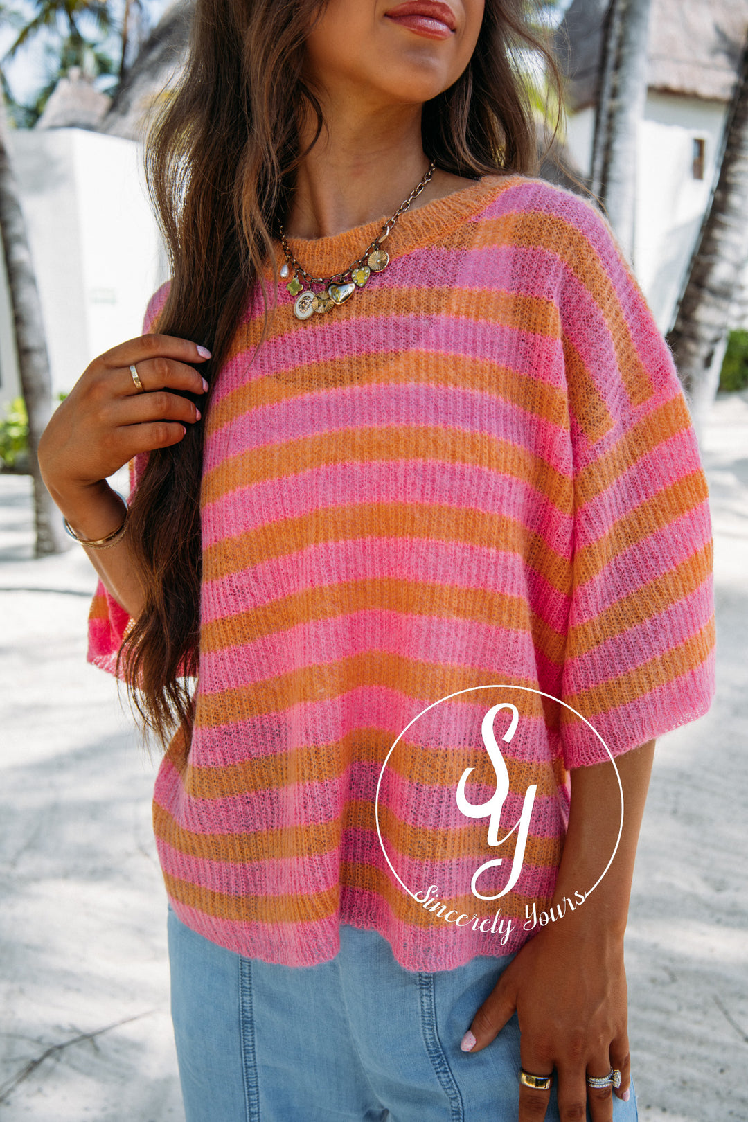 Sunny Stripe Sweater - Orange/Pink