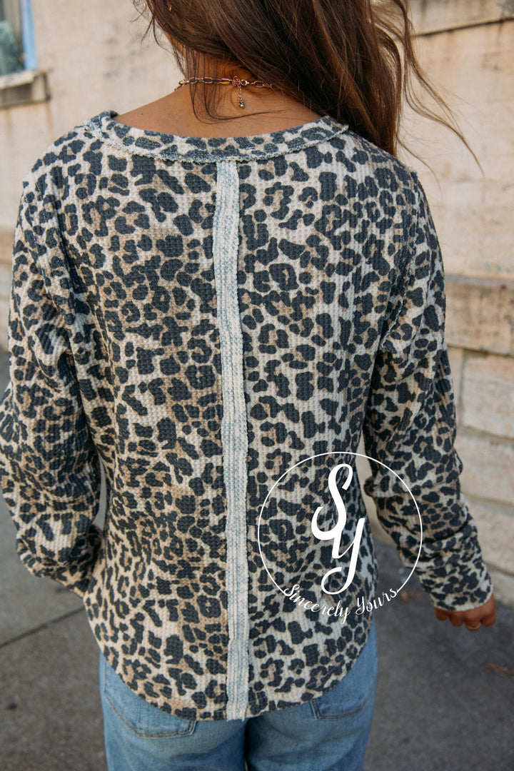 Waffle Love Top- Leopard