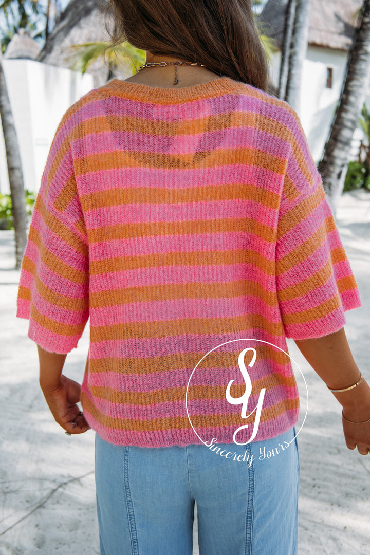 Sunny Stripe Sweater - Orange/Pink