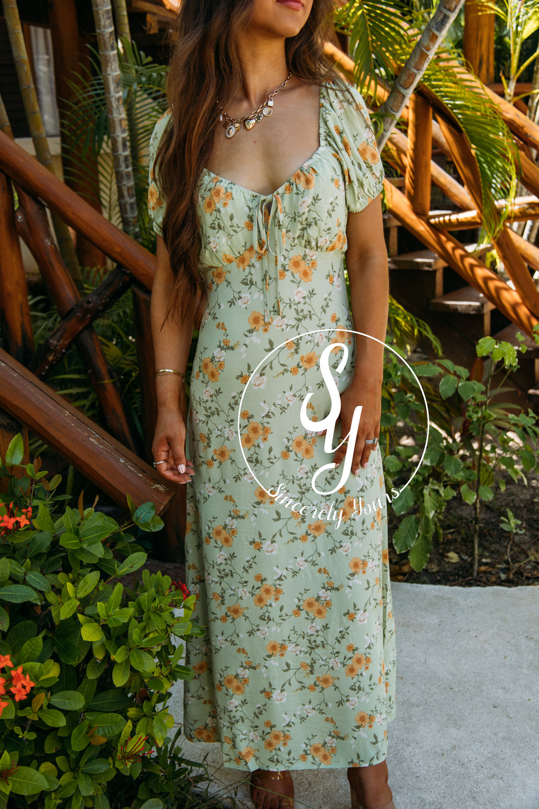 Timeless Spring Dress - Light Sage Multi