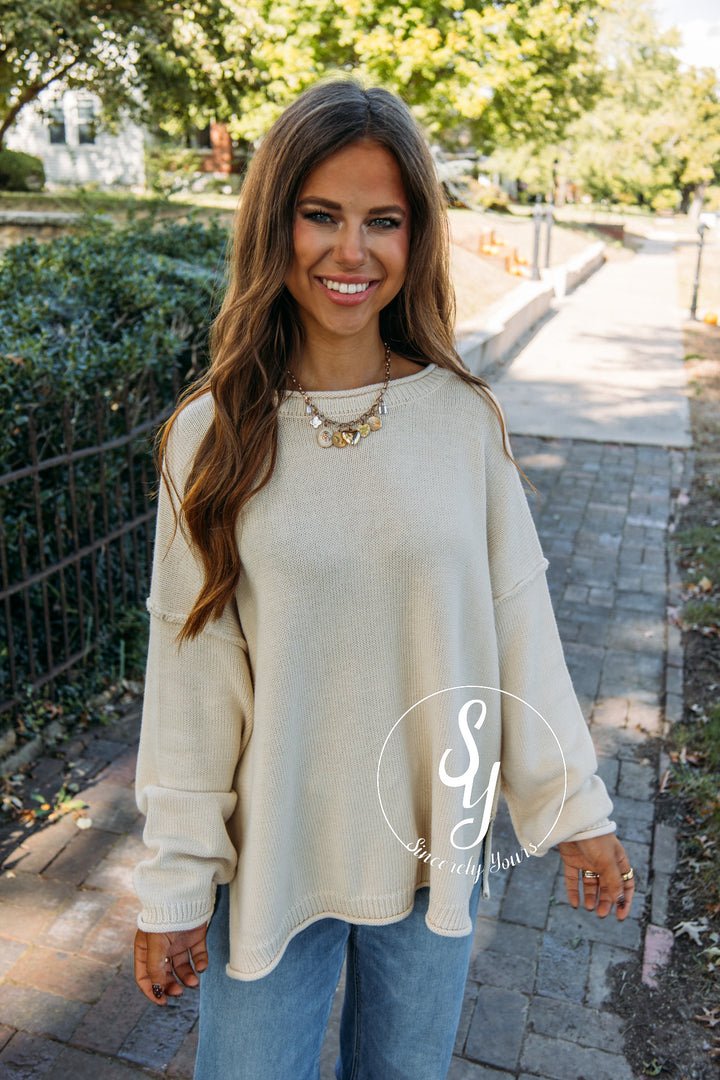 Glance This Way Sweater- Oatmeal