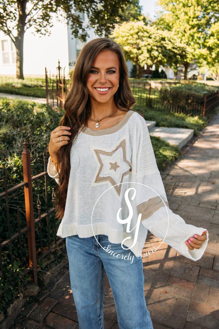 Fallin Stars Top- Ivory Multi