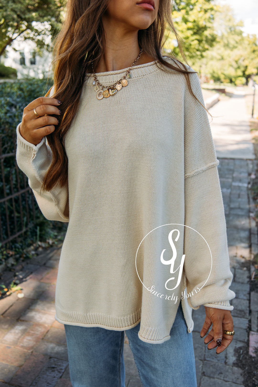 Glance This Way Sweater- Oatmeal