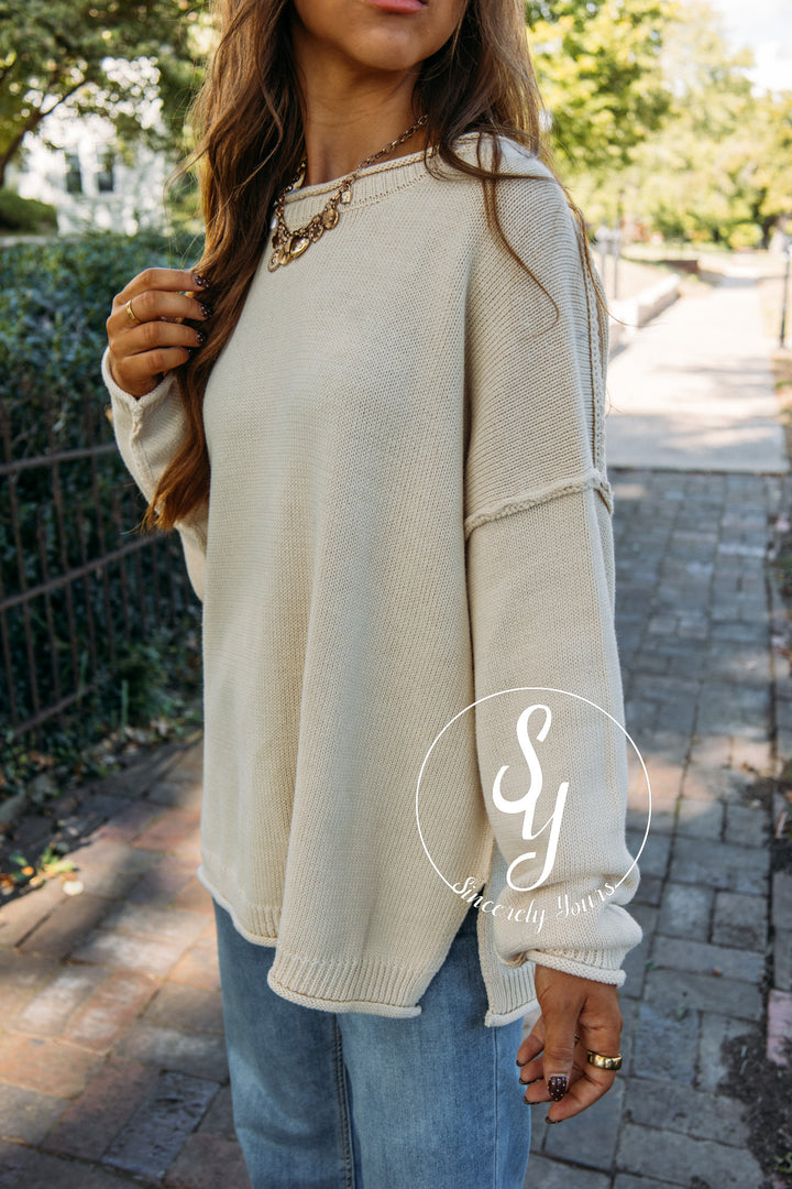Glance This Way Sweater- Oatmeal