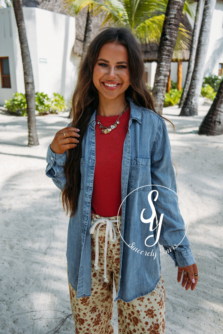 Brunch Plans Top - Dark Indigo