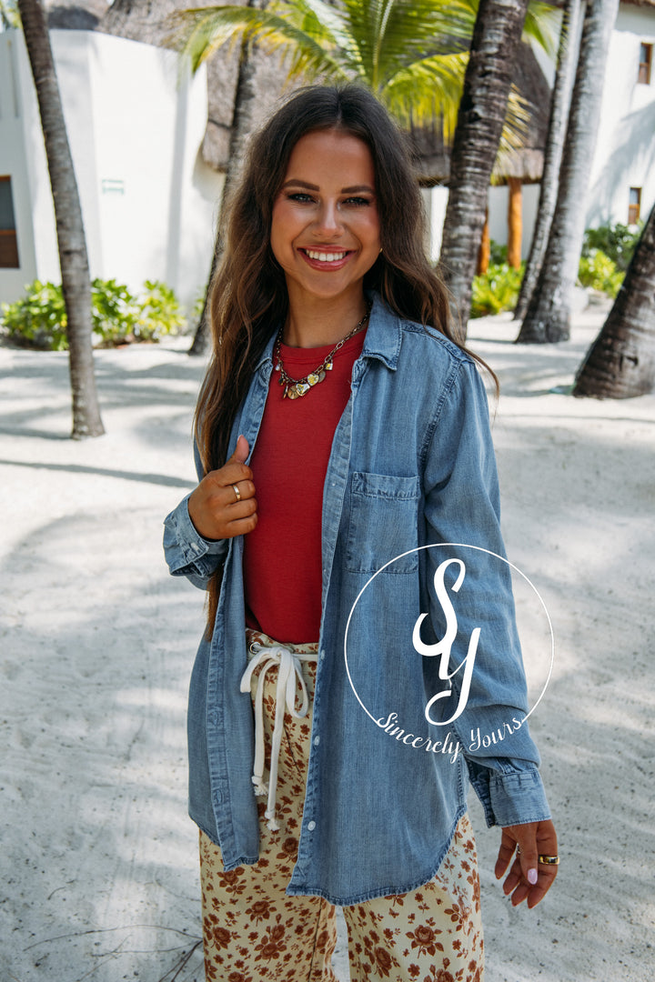 Brunch Plans Top - Dark Indigo