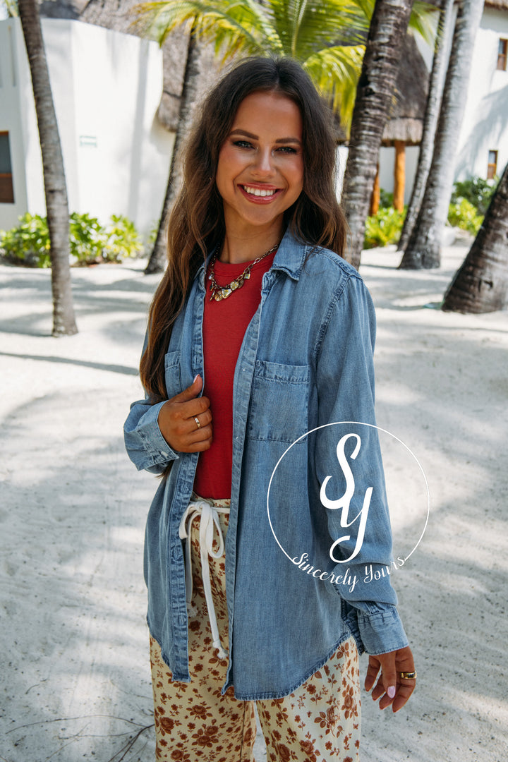 Brunch Plans Top - Dark Indigo