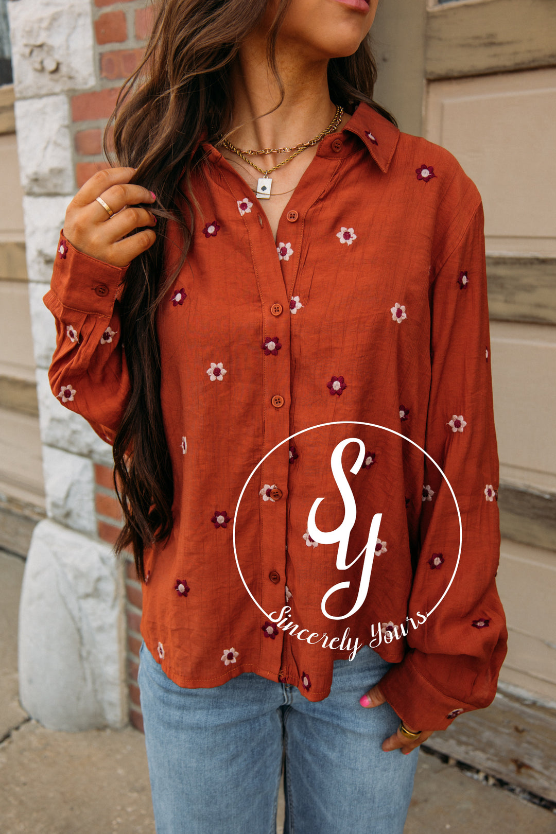 Smell The Flowers Blouse- Burnt Sienna