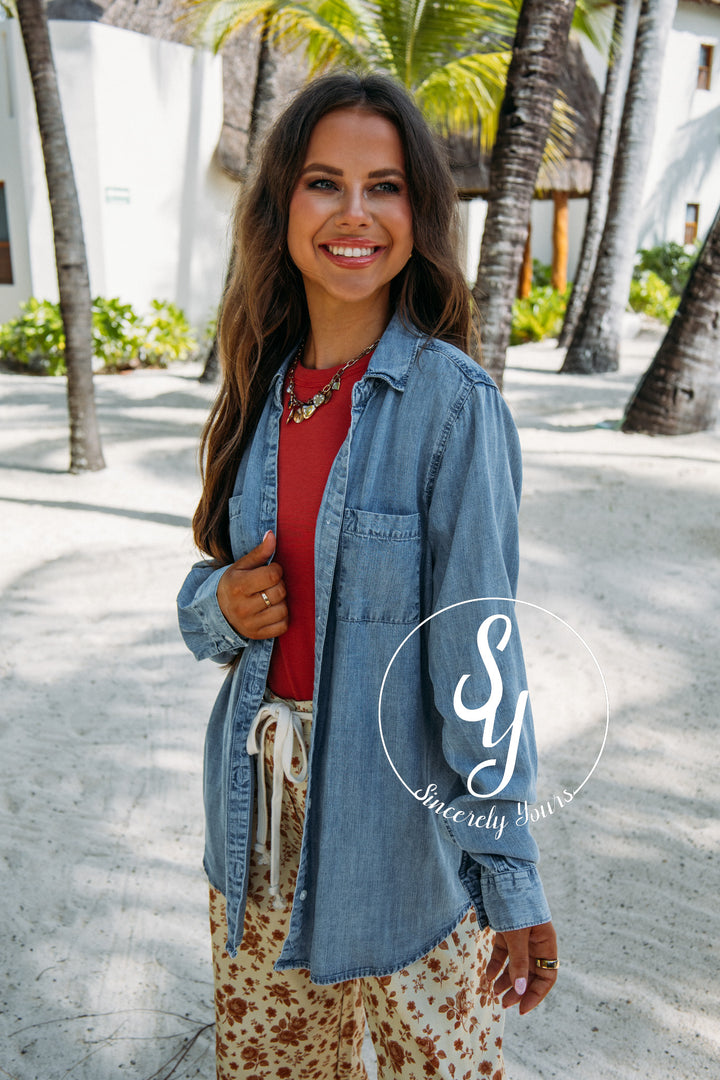 Brunch Plans Top - Dark Indigo