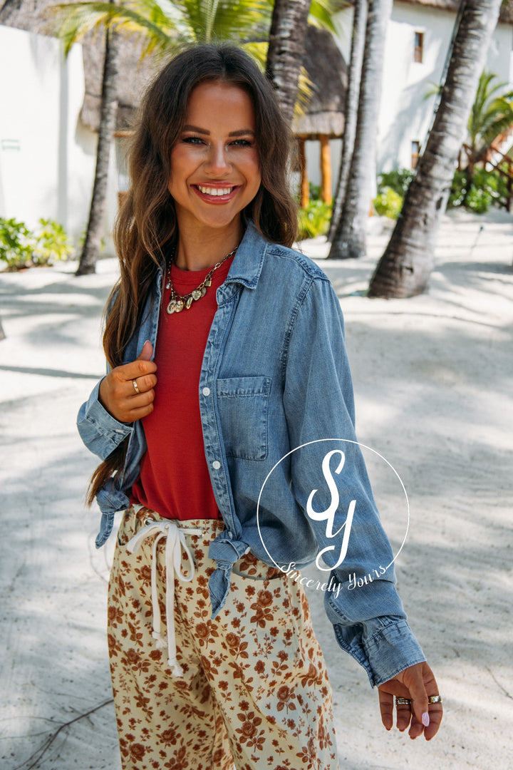 Brunch Plans Top - Dark Indigo