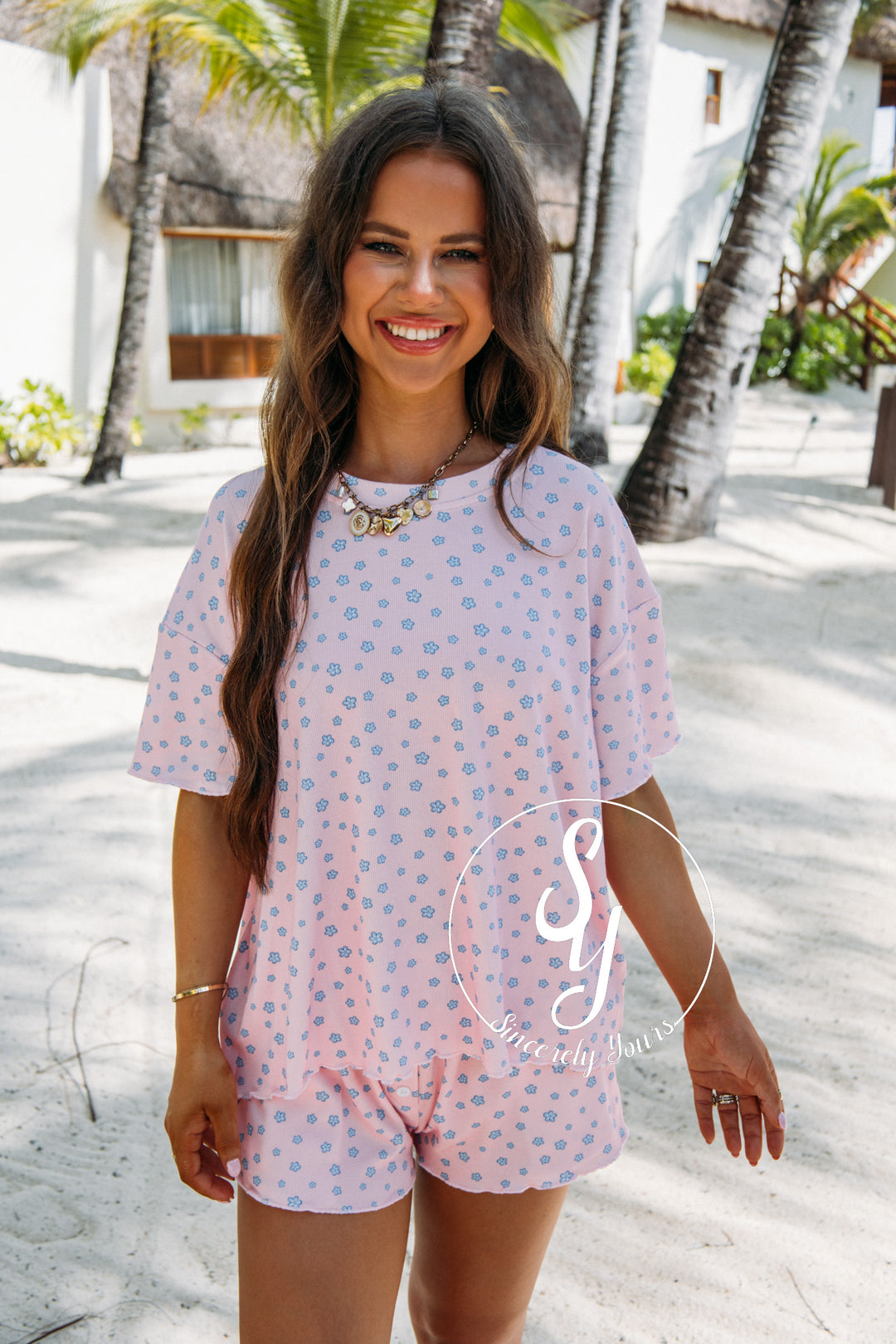 Floral Dreams Pajamas - Light Pink