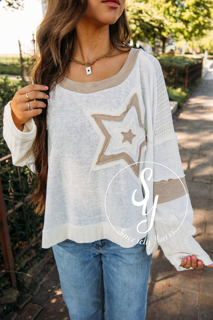 Fallin Stars Top- Ivory Multi