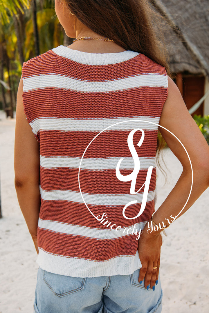 Mae Striped Tie Sweater- Multi Stripe