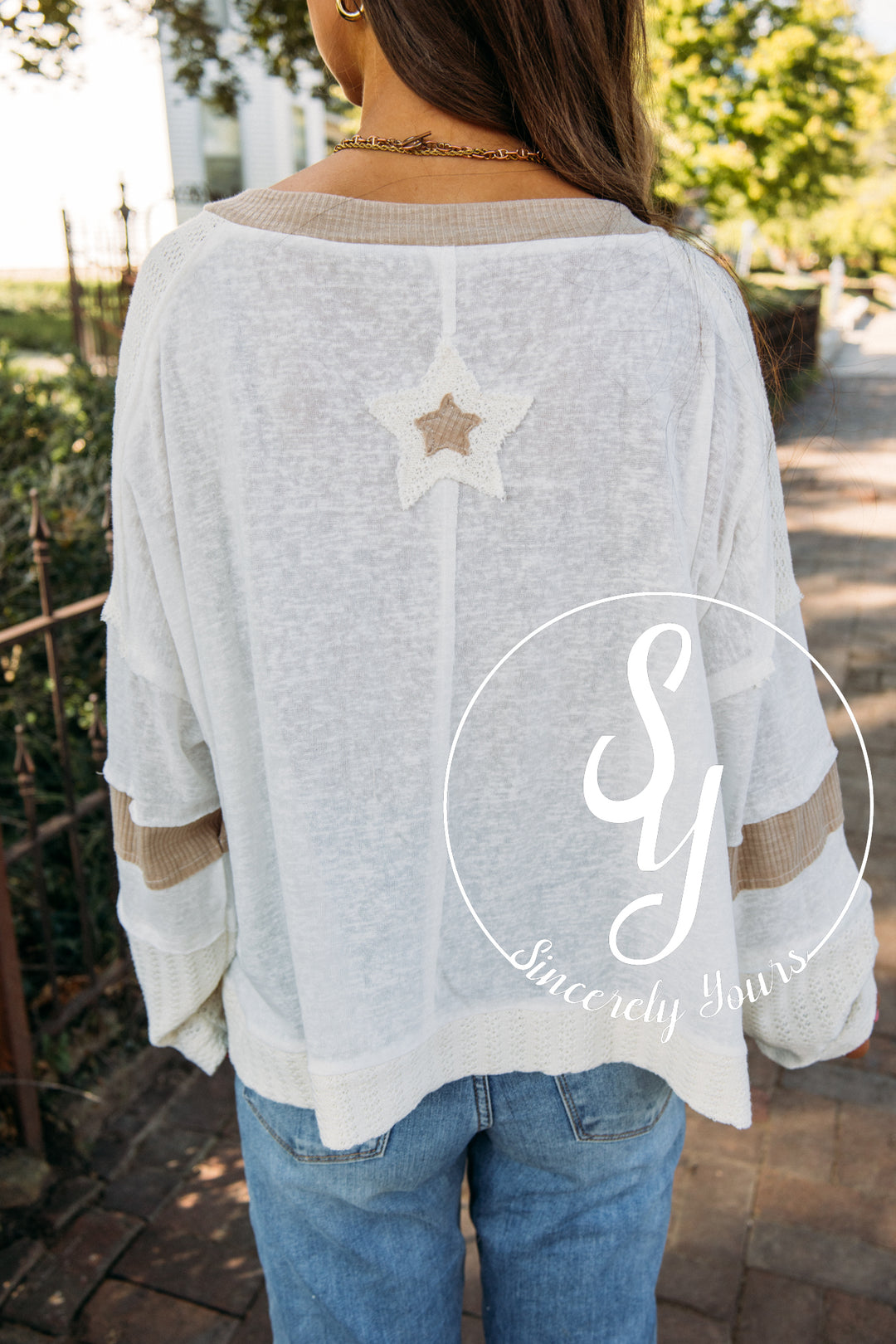 Fallin Stars Top- Ivory Multi