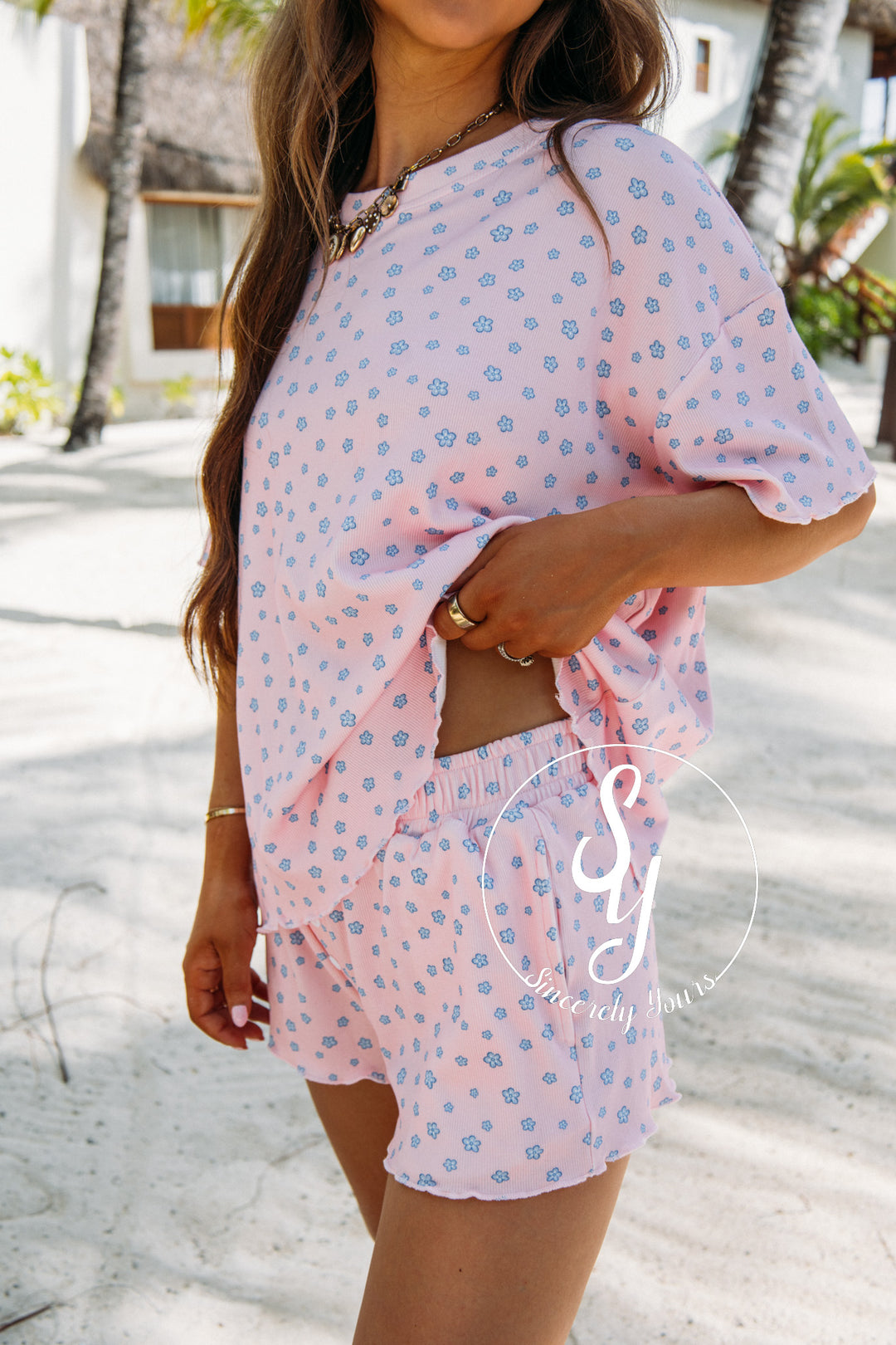 Floral Dreams Pajamas - Light Pink