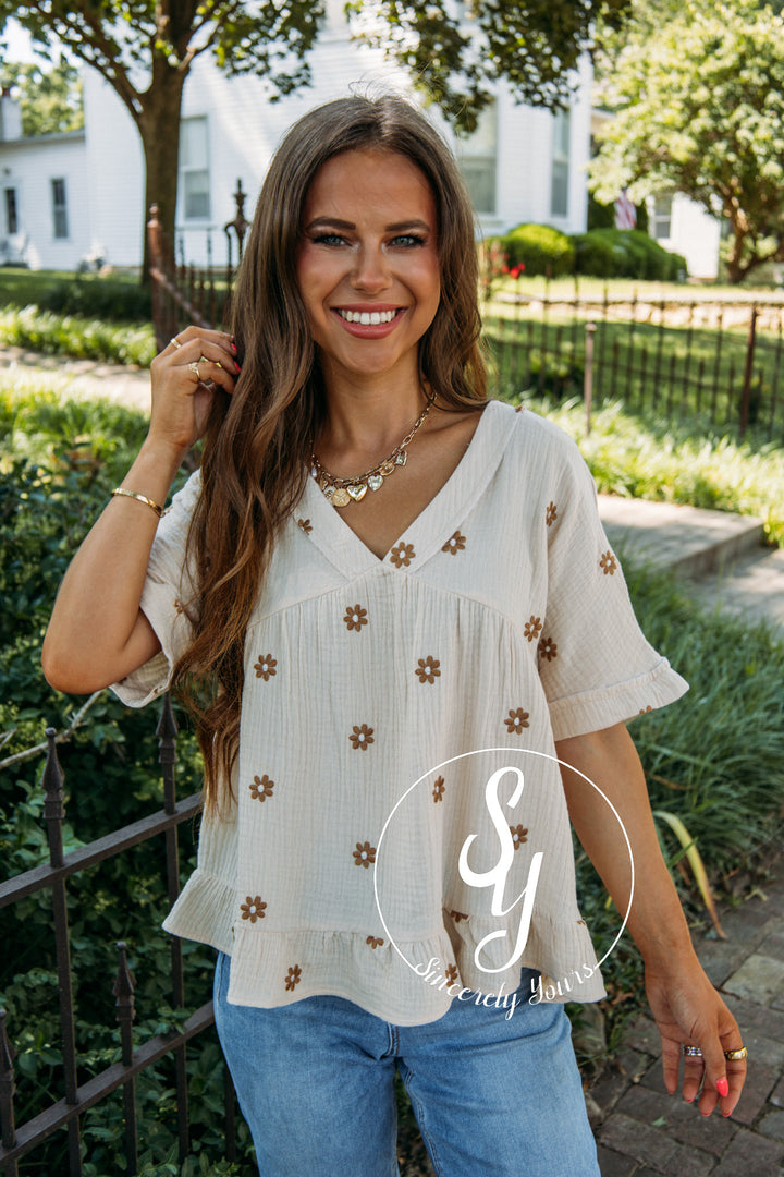 Petal Moment Top- Natural