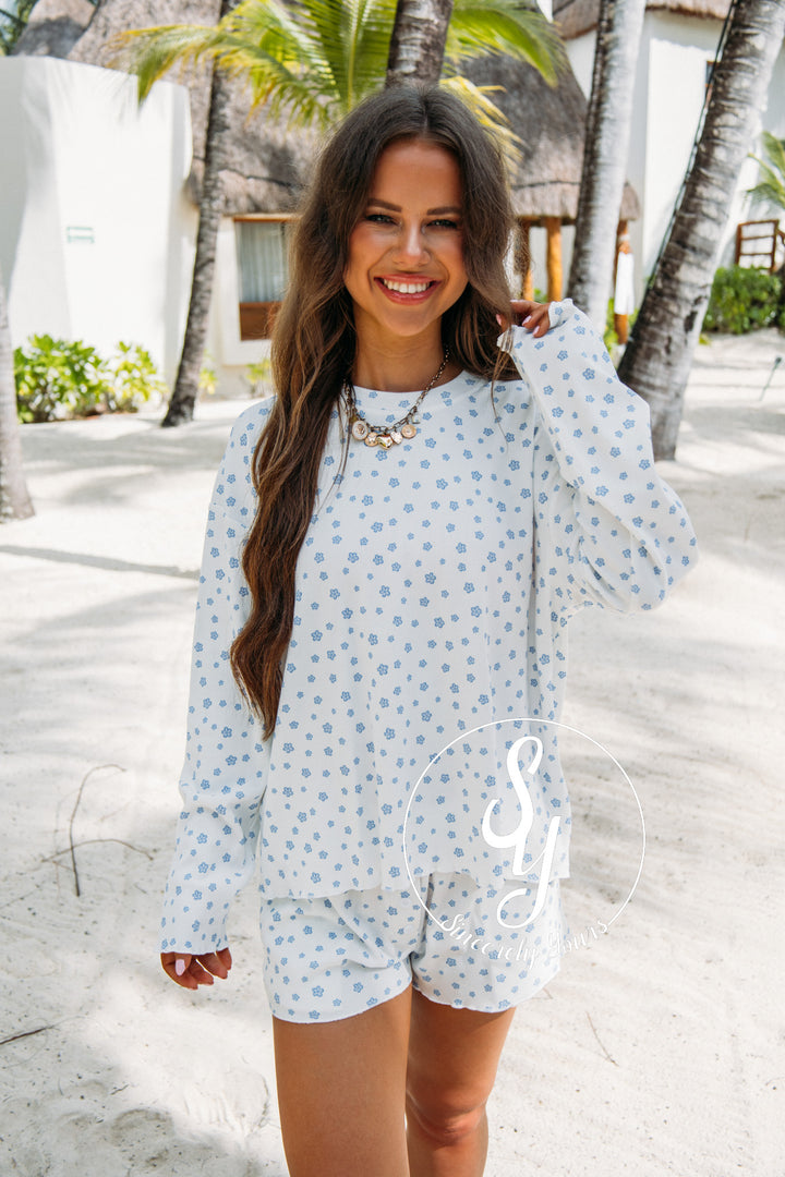 Floral This Way Pajama Set - Lilo Blue