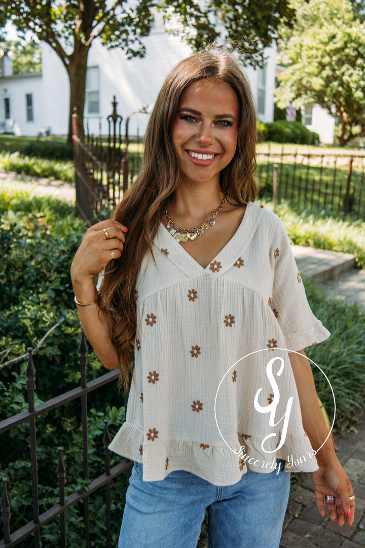 Petal Moment Top- Natural