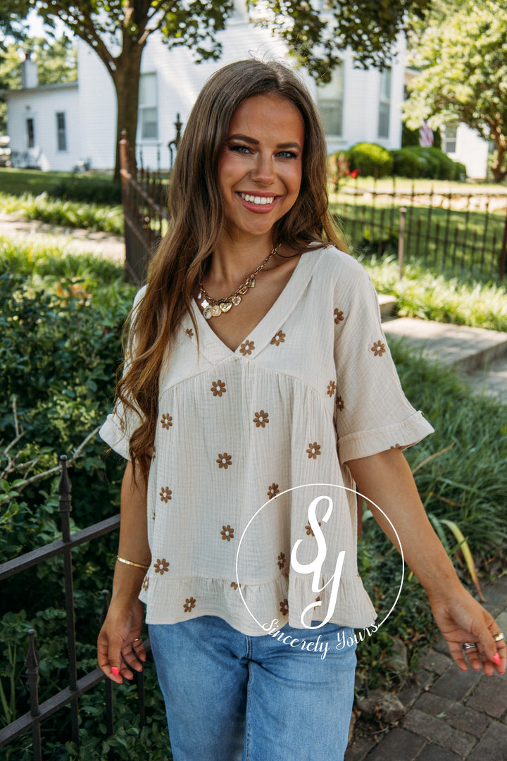 Petal Moment Top- Natural