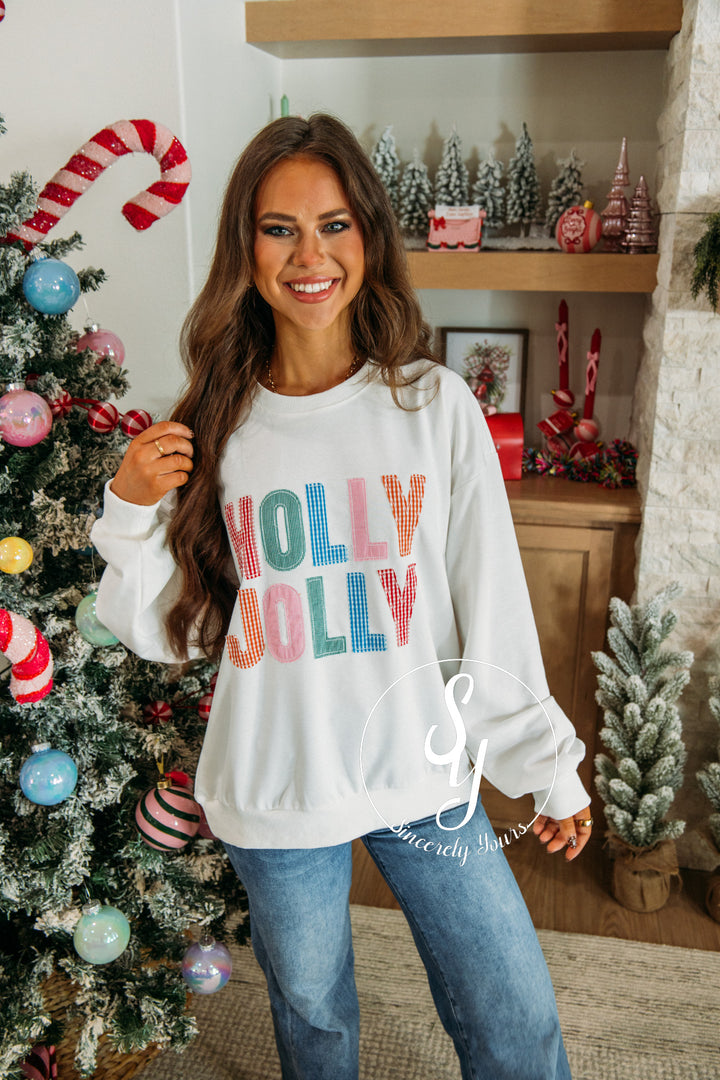 Holly Jolly Moment Crewneck - White