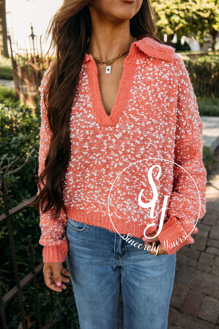 Movie Date Sweater - Coral