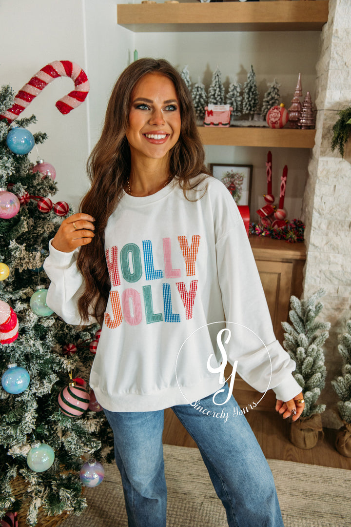 Holly Jolly Moment Crewneck - White