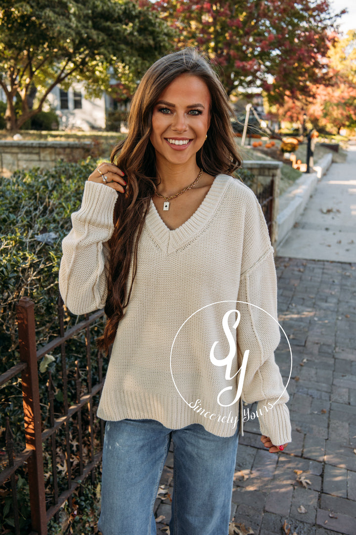 Thankful Moment Sweater- Cream