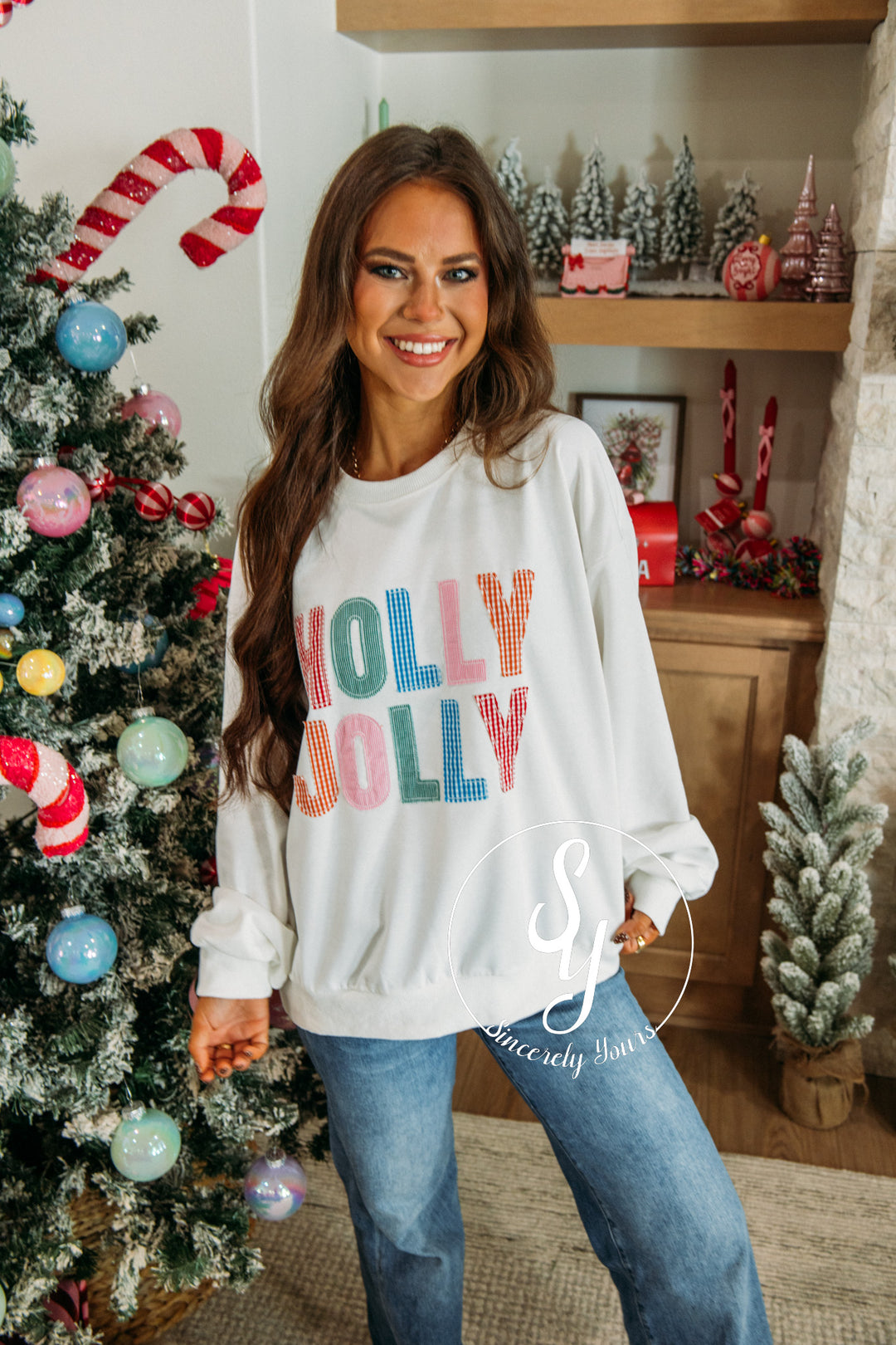 Holly Jolly Moment Crewneck - White