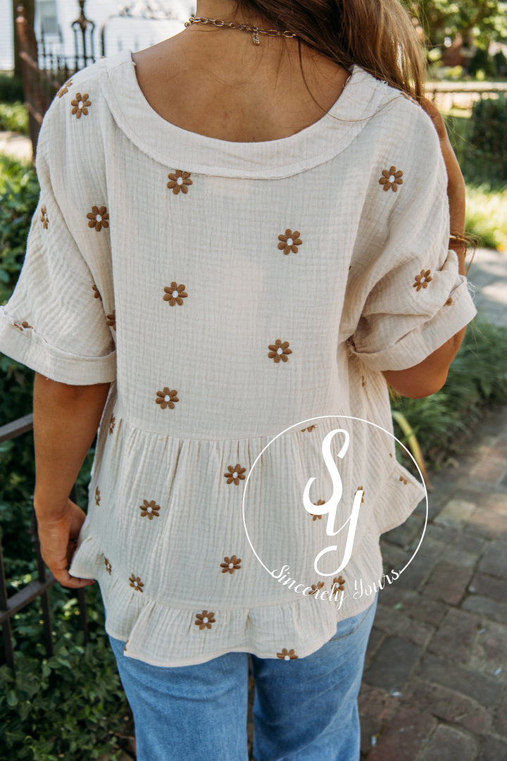 Petal Moment Top- Natural