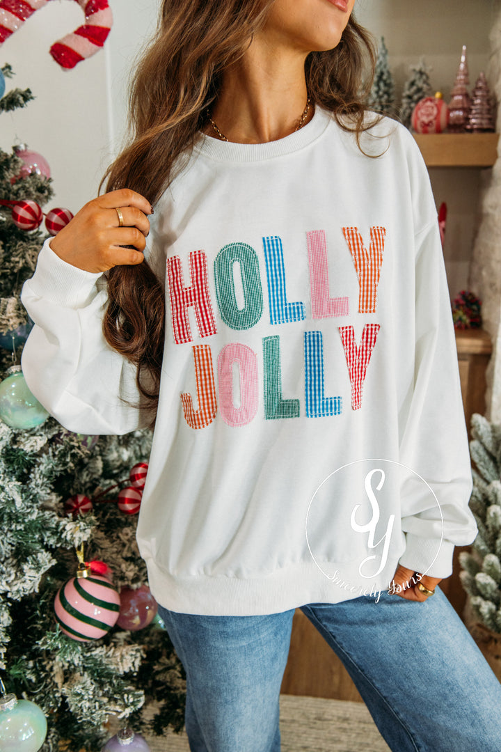 Holly Jolly Moment Crewneck - White