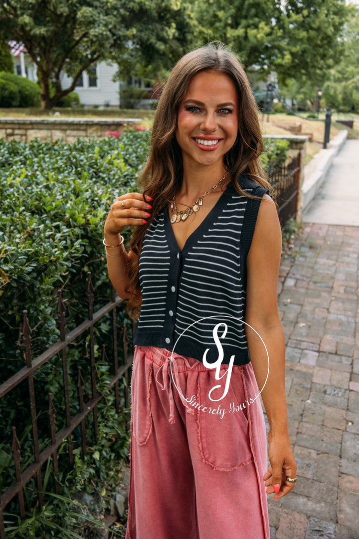 Chic Vibes Vest- Dark Navy