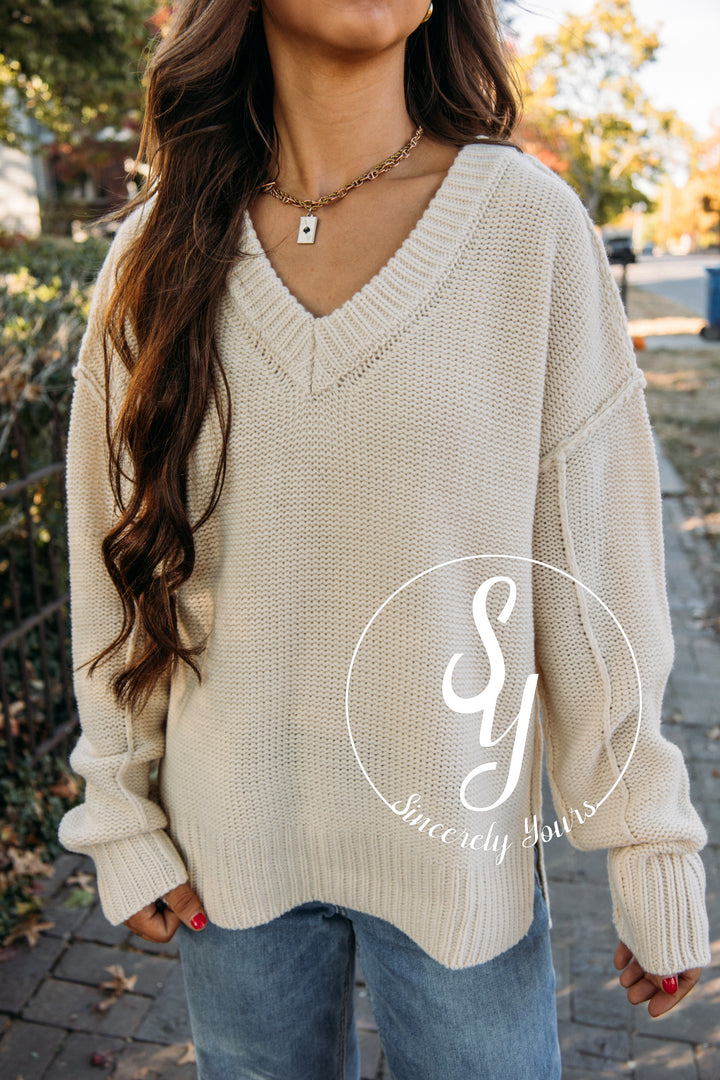 Thankful Moment Sweater- Cream