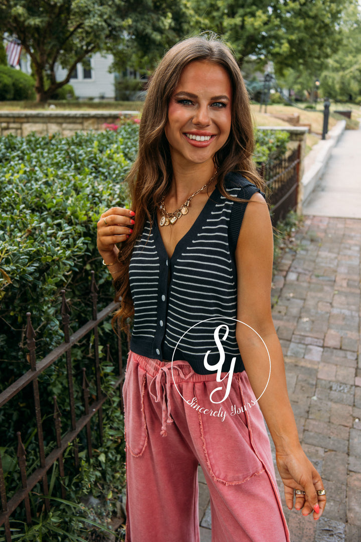 Chic Vibes Vest- Dark Navy