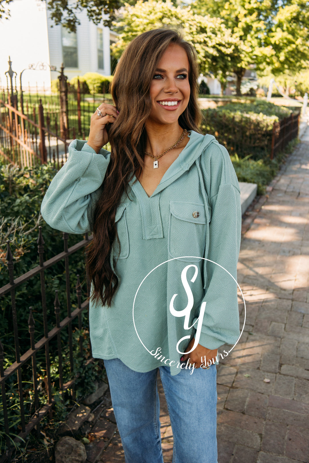 Cozy Vibes Hoodie - Sage