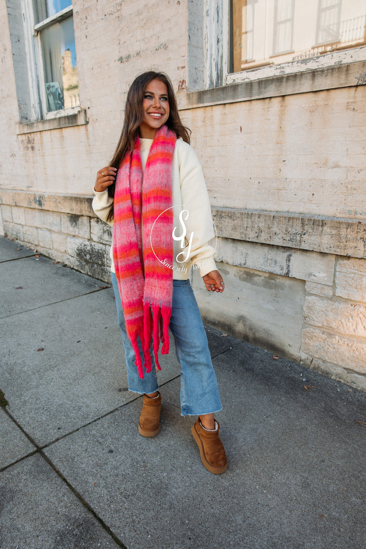 Cuddle Up For A Bit Scarf - Hot Pink