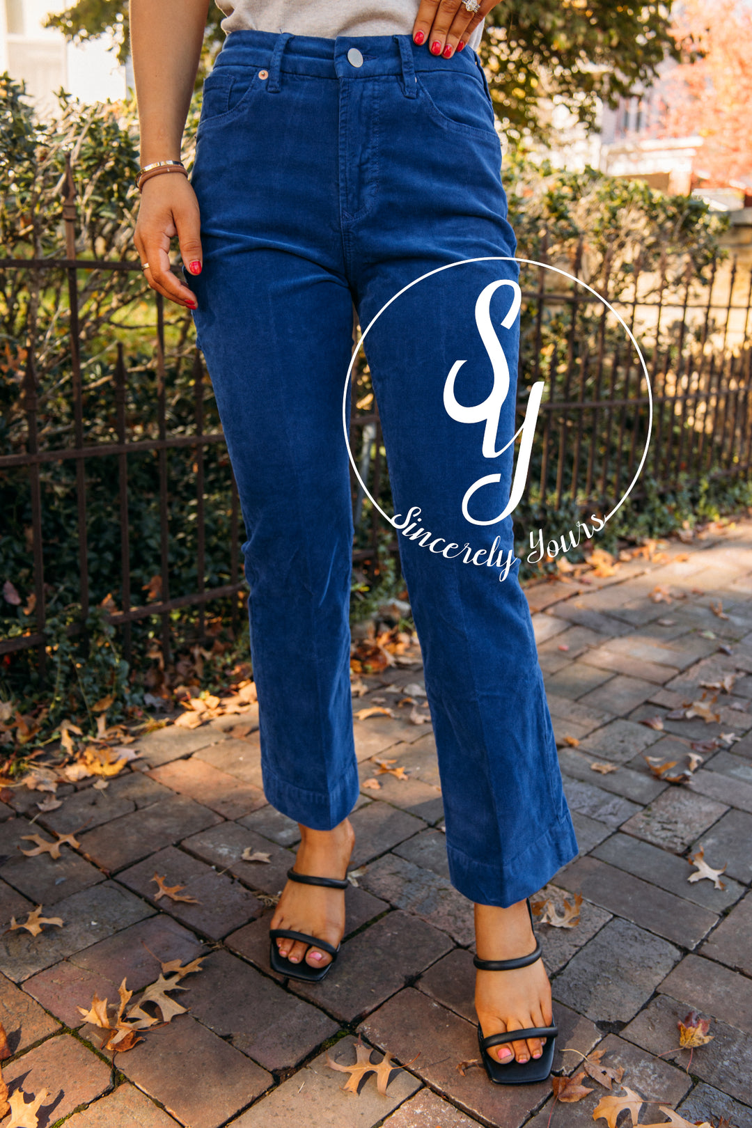 Dear John:  Jeanne Cropped Pants - Royal Blue Corduroy