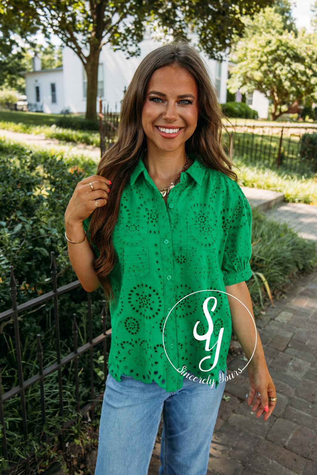 Wildflower At Heart Blouse- Kelly Green