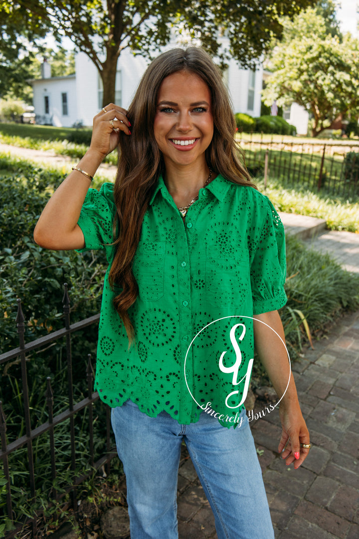 Wildflower At Heart Blouse- Kelly Green