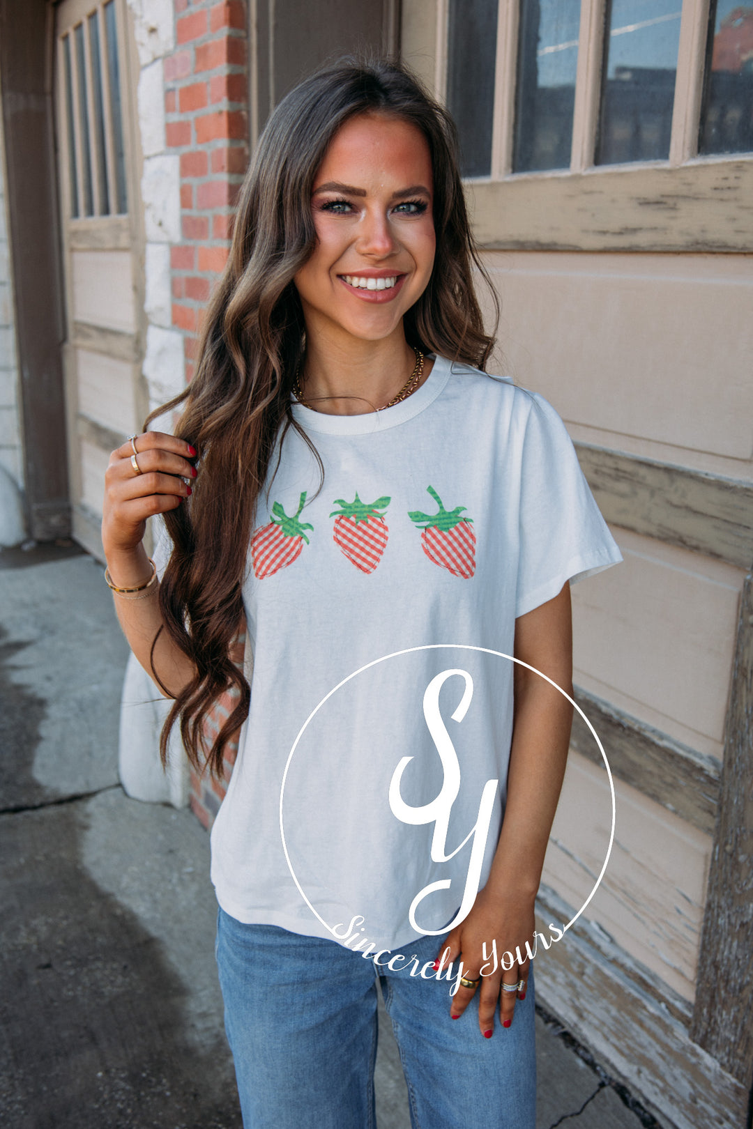 Strawberry Cutie Tee- Ivory