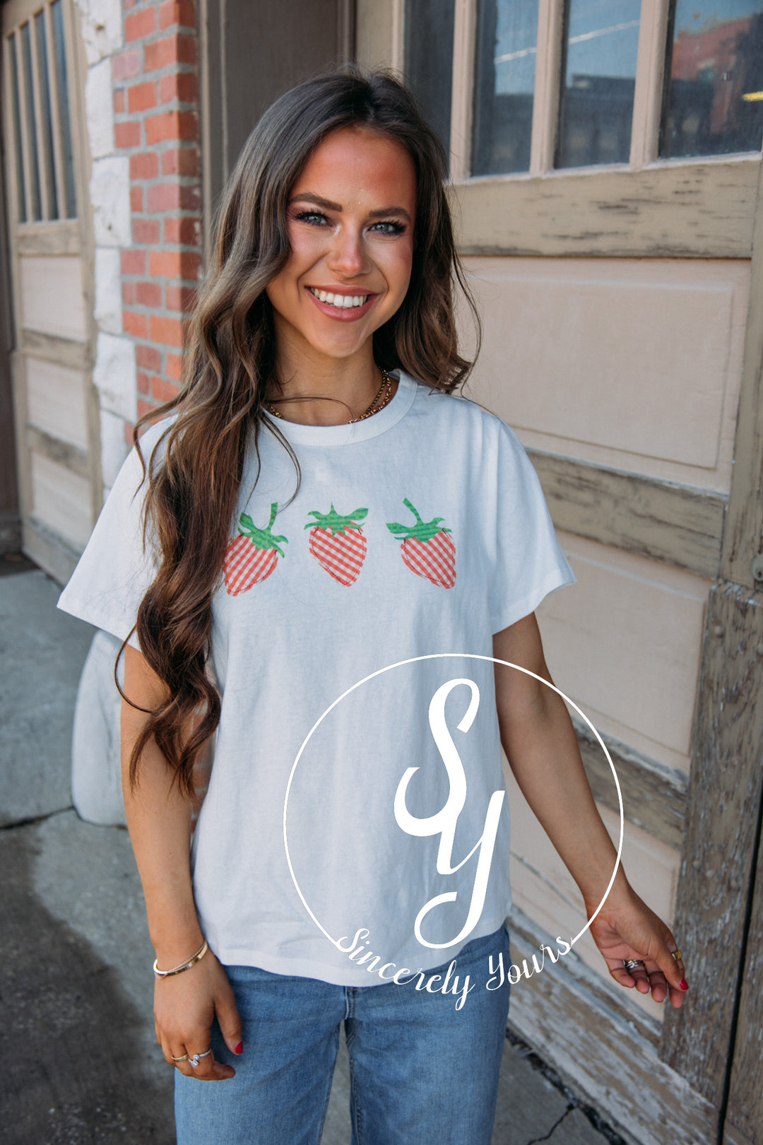 Strawberry Cutie Tee- Ivory